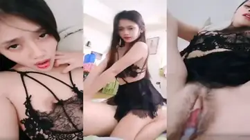 Alyana Lingerie Hitam Ngentot Liar Memek Basah Muncrat